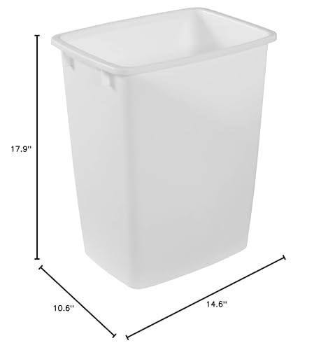Minimalist Rubbermaid Small Kitchen Bathroom Trash Can, 9 Gallons, White, Waste Collection