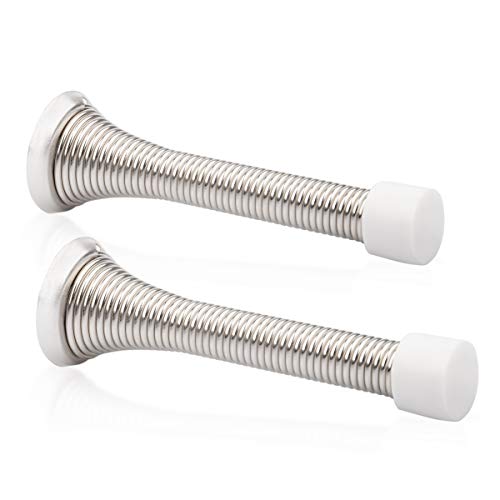 Minimalist 2 Pack Spring Door Stopper Brushed Satin Nickel- 3-1/4" Kit